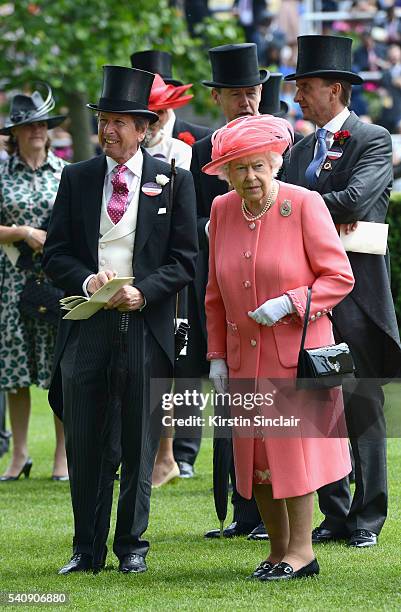 Mr John Warren and Queen Elizabeth II attend day 4 of Royal Ascot at Ascot Racecourse on June 17, 2016 in Ascot, England.