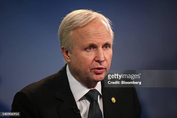 Robert 'Bob' Dudley, chief executive officer of BP Plc, speaks during a Bloomberg Television interview on day two of the St. Petersburg International...