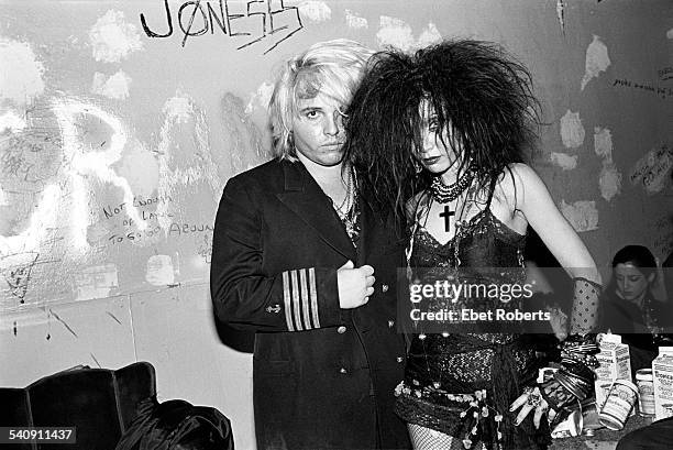 The Gun Club's Jeffrey Lee Pierce and Texacala Jones of Tex and the Horseheads at the Peppermint Lounge in New York City on November 11, 1982.