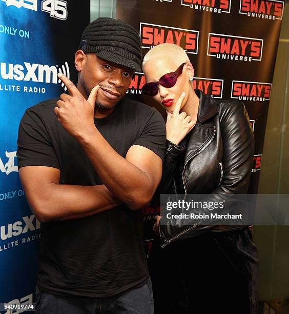 Amber Rose visits 'Sway In The Morning' on Eminem's Shade 45 channel with Sway Calloway at SiriusXM Studio on June 17, 2016 in New York City.