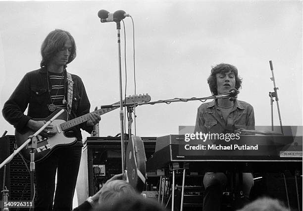 Steve Winwood and Eric Clapton during their time as Blind Faith, at a free Hyde park concert, London, 7th June 1969.