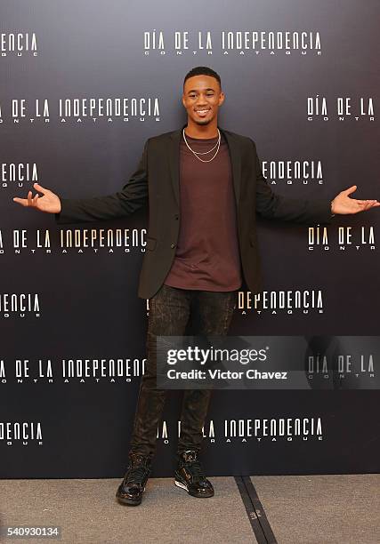 Actor Jessie T. Usher attends a photocall and press conference to promote the new film "Independence Day: Resurgence" at Four Seasons Hotel on June...