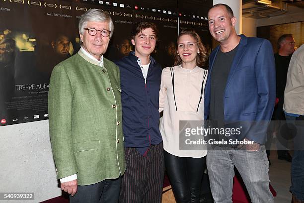 Patrick Wolff and his father Christian Wolff , Matti Schmidt-Schaller, Director Mia Maariel Meyer during the premiere of the film 'Treppe Aufwaerts'...