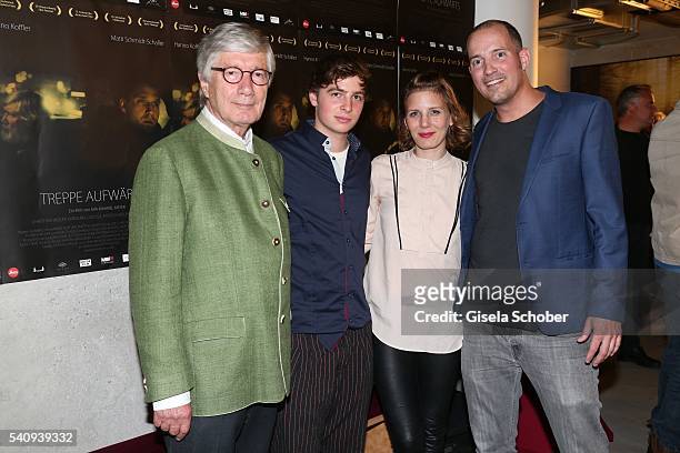 Patrick Wolff and his father Christian Wolff , Matti Schmidt-Schaller, Director Mia Maariel Meyer during the premiere of the film 'Treppe Aufwaerts'...