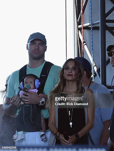 Singer/Songwriter Jana Kramer, Husband Former NFL Player Mike Caussin their newborn during Windy City LakeShake Country Music Festival - Day 1 at...