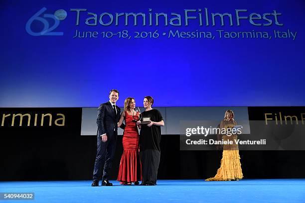 Alain Zimmermann, Silvia Grilli, Eleonora Giovanardi and Tiziana Rocca attend Baume & Mercier - 62 Taormina Film Fest on June 17, 2016 in Taormina,...