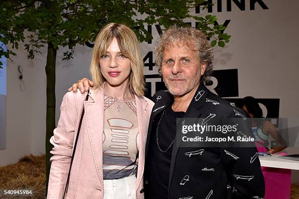 Gaia Trussardi and Renzo Rosso attend Renzo Rosso And OTB Launch 'Radical Renaissance 55+5' Book on June 17, 2016 in Milan, Italy.