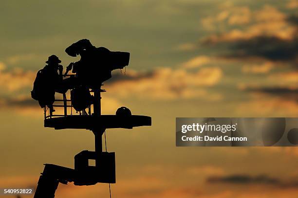 Fox Sports cameraman is seen during the second round of the U.S. Open at Oakmont Country Club on June 17, 2016 in Oakmont, Pennsylvania.