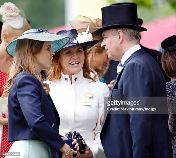 Princess Beatrice, Sarah Ferguson, Duchess of York and Prince Andrew, Duke of York attend day 4 of Royal Ascot at Ascot Racecourse on June 17, 2016...
