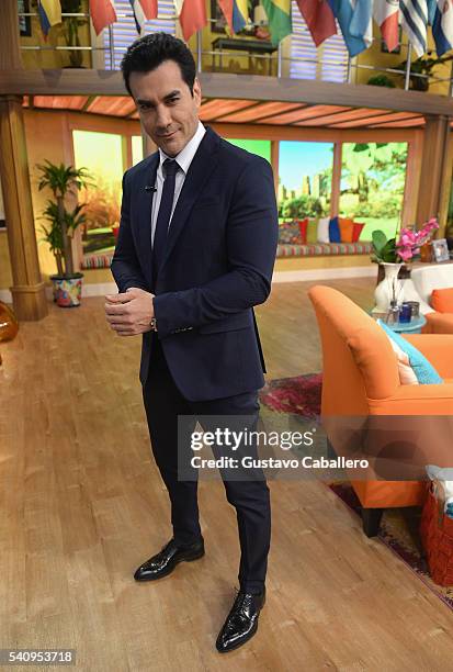 David Zepeda is seen on the set of 'Despierta America' at Univision Studios on June 17, 2016 in Miami, Florida.