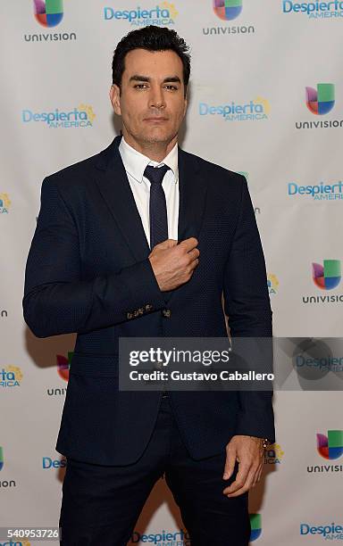 David Zepeda is seen on the set of 'Despierta America' at Univision Studios on June 17, 2016 in Miami, Florida.