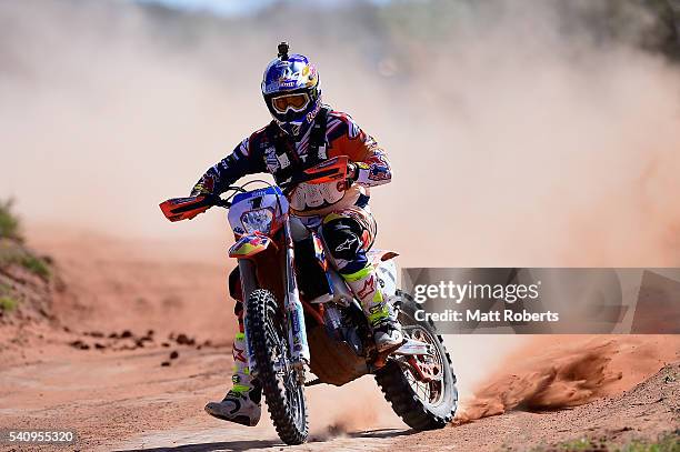 Toby Price competes during the 2016 Finke Desert Race on June 12, 2016 in Alice Springs, Australia.