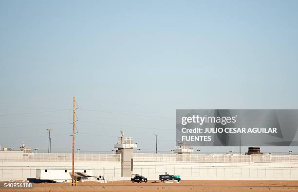 Members of the Mexican Army guard the perimeter of the Federal Centre of Social Readaptation 9, where prisoner Joaquin Guzman Loera, aka El Chapo, is...
