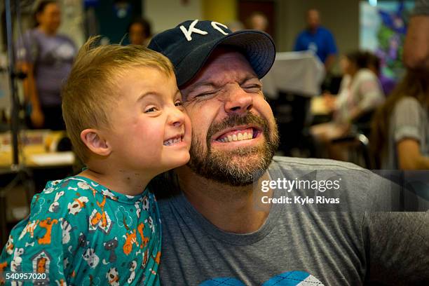 Jason Sudeikis meets with patients at Children's Mercy Hospital during the Big Slick Celebrity Weekend benefitting Children's Mercy Hospital of...