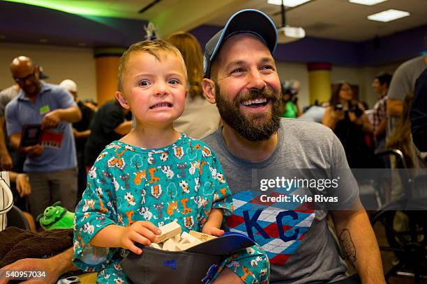 Paul Rudd meets with patients at Children's Mercy Hospital during the Big Slick Celebrity Weekend benefitting Children's Mercy Hospital of Kansas...