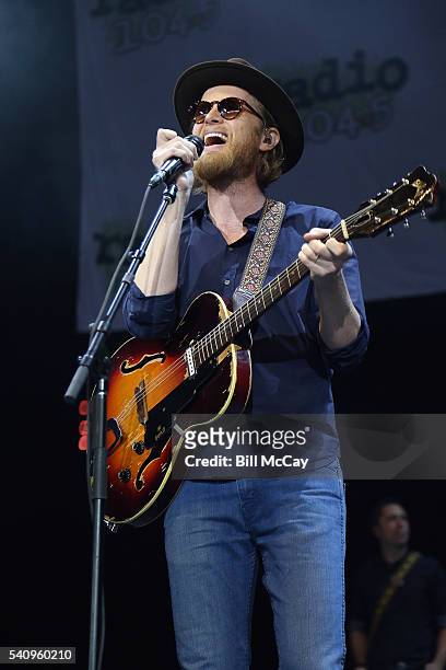 Wesley Schultz of the band The Lumineers performs at the Radio 104.5 9th Birthday Celebration at the BB&T Pavilion June 17, 2016 in Camden, New...