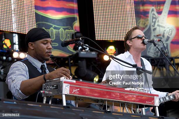 American musicians Robert Randolph and Joe Bonamassa perform onstage at Eric Clapton's Crossroads Guitar Festival at Toyota Park, Bridgeview,...