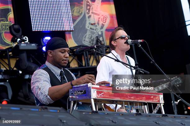 American musicians Robert Randolph and Joe Bonamassa perform onstage at Eric Clapton's Crossroads Guitar Festival at Toyota Park, Bridgeview,...