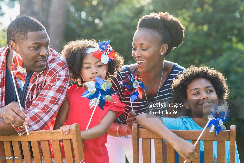 Family celebrating Memorial Day or July 4th