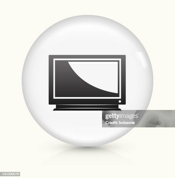 television icon on white round vector button - cable tv stock illustrations