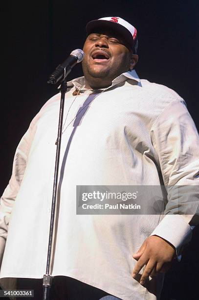 American singer Ruben Studdard performs onstage, Chicago, Illinois, April 9, 2004.