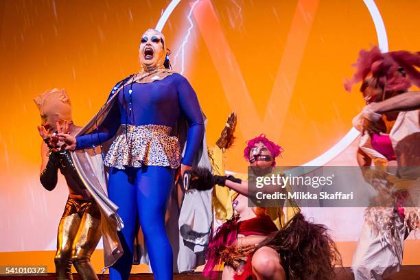 Drag performer Peaches Christ performs before the 25th Anniversary Screening of "Vegas in Space" at Frameline40 film festival on June 17, 2016 in San...