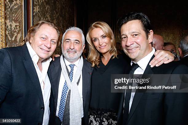 Chef Albert Corre, Chef Guy Savoy, Christelle Bardet, and Laurent Jerra attend Levon Sayan receives Insignia of "Commandeur de l'Ordre National du...