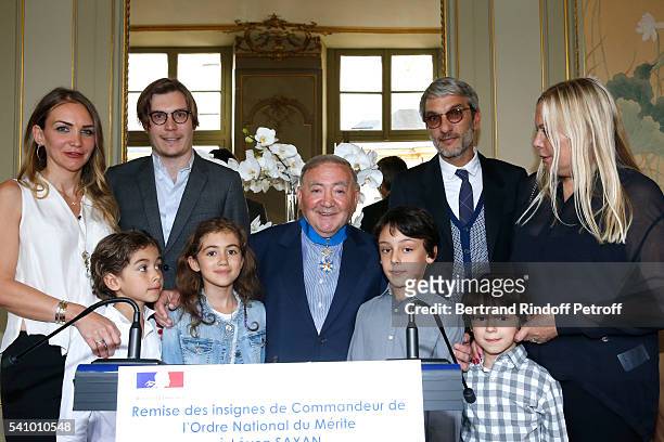 Levon Sayan with his Family; his wife Anne-Marie, his son Camille, his daughter Laura and his grandsons attend Levon Sayan receives Insignia of...