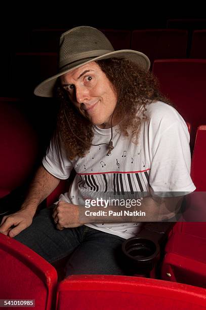 Portrait of American musician and comedian Weird Al Yankovic at the Star Plaza Theater, Merrillville, Indiana, July 9, 2010.
