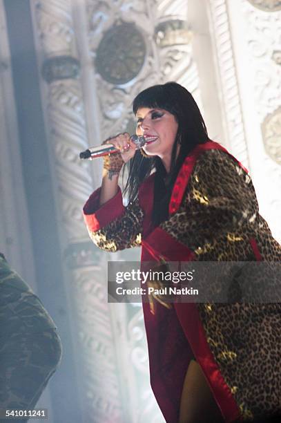 American singer Alexis Krauss, of the rock band Sleigh Bells, performs onstage at the Metro, Chicago, Illinois, November 6, 2013.