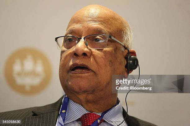 Abul Maal Abdul Muhith, Bangladesh's finance minister, speaks during a panel session on the closing day of the St. Petersburg International Economic...