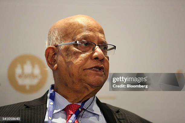 Abul Maal Abdul Muhith, Bangladesh's finance minister, speaks during a panel session on the closing day of the St. Petersburg International Economic...