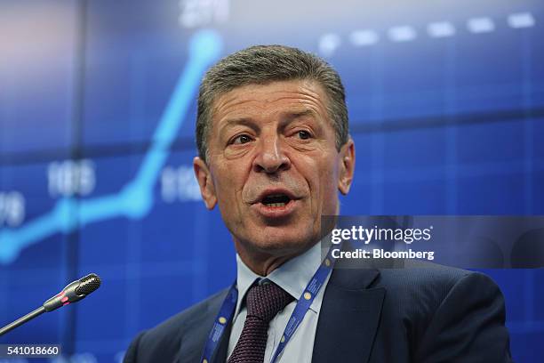 Dmitry Kozak, Russia's deputy prime minister, speaks during a panel session on the closing day of the St. Petersburg International Economic Forum...