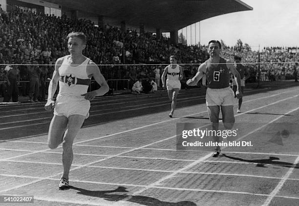 Harbig, Rudolf *08.11..1944+Leichtathlet, Mittelstrecken - Laeufer, DWeltrekorde über 400 m, 800 m, 1000 mDeutschland - Italien im Stuttgarter Adolf...