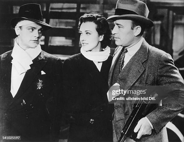 Cagney, James *17.07.1899-+Schauspieler, USA- mit Margaret Lindsay undRobert Armstrong in dem Film 'Der FBI-Agent'- 1935