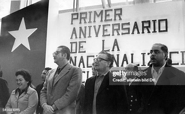 Salvador Allende*26.07..1973+Politiker, Sozialisten, ChileStaatspräsident 1970-1973Erster Jahrestag der Verstaatlichung der Kupferindustrie in Chile:...