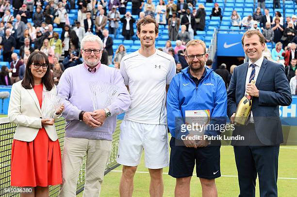 Emma Foster of Great Britain, John Hester of Great Britain, Andy Murray of Great Britain, Stephen Farrow of Great Britain Tournament Director and...