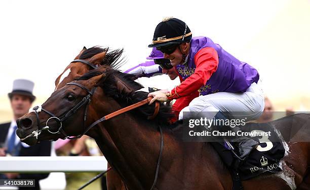 Olivier Peslier riding Dartmouth wins the Hardwicke Stakes on day 5 of Royal Ascot at Ascot Racecourse on June 18, 2016 in Ascot, England.