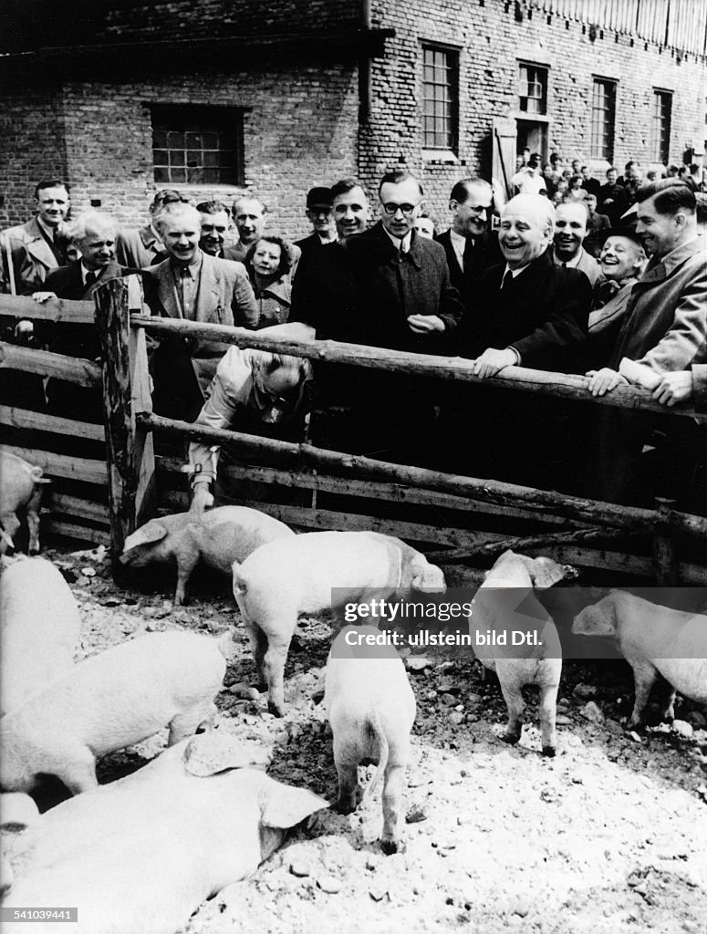 Pieck, Wilhelm - Politiker, DDR/ (2.v.r.) besucht eine Schweinezucht