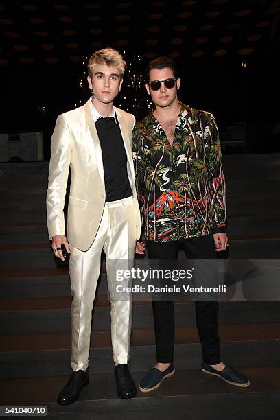 Gabriel-Kane Day-Lewis and Peter Mark Brant attend the Dolce And Gabbana show during Milan Men's Fashion Week SS17 on June 18, 2016 in Milan, Italy.