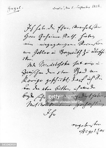 Philosoph, D.Brief von Hegel mit Unterschrift vom05.09.1828