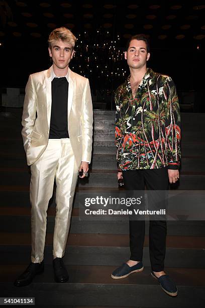 Gabriel-Kane Day-Lewis and Peter Mark Brant attend the Dolce And Gabbana show during Milan Men's Fashion Week SS17 on June 18, 2016 in Milan, Italy.