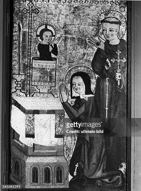 Franz von Assisi, Heiliger1181/82 - 1226Kirchenheiliger, Ordensgründerzusammen mit der hl. Clara (Klara vonAssisi .Gemälde um 1360/70Nürnberg, Germ....