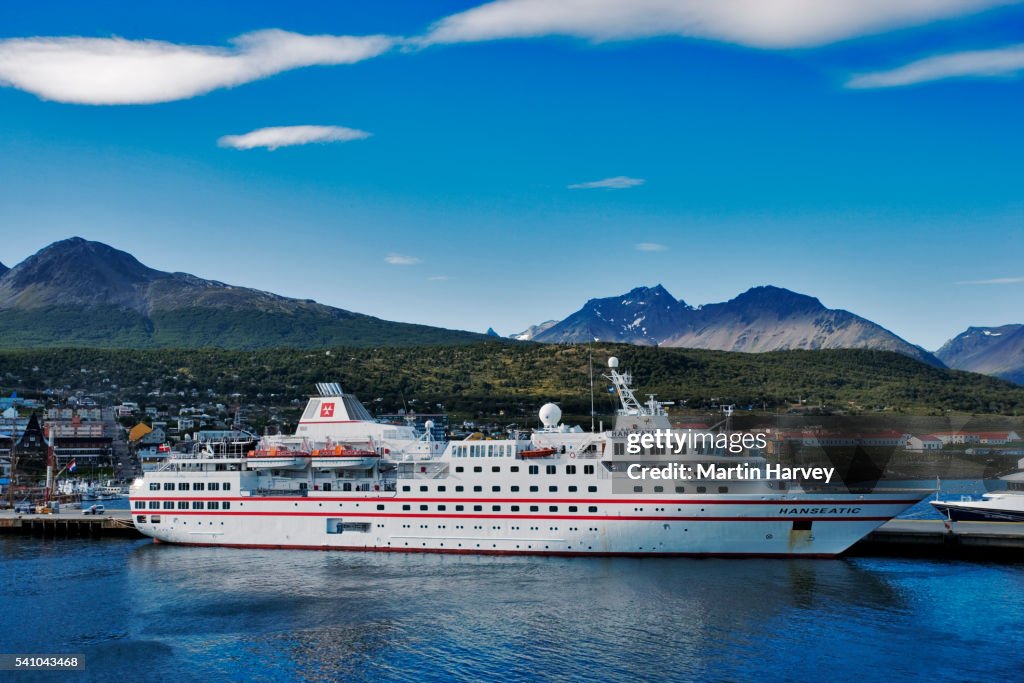 Cruise Ship in Ushuaia Bay in Argentina