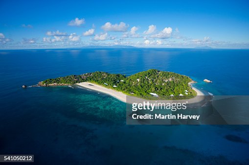 Aerial view of Cousine island.Seychelles