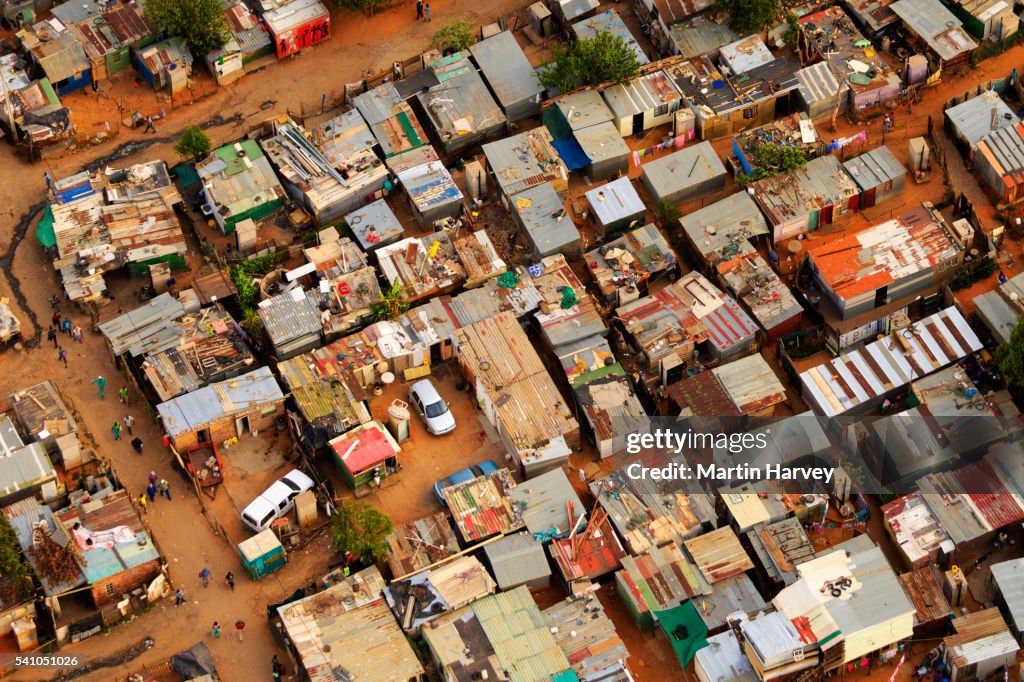 Aerial view of an informal settlement, Johannesburg,South Africa