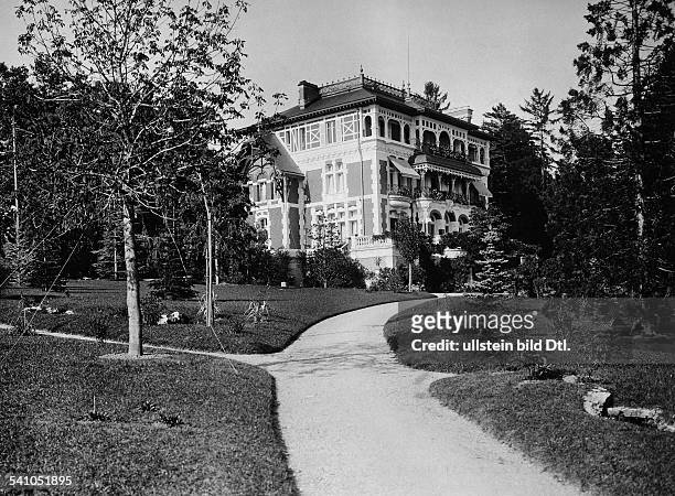 Paderewski, Ignacy *18.11.1860-+Pianist, Komponist, Politiker, Polen- Blick auf den Wohnsitz von I.P.: Schloss Riond Bosson bei Morges am Genfer See