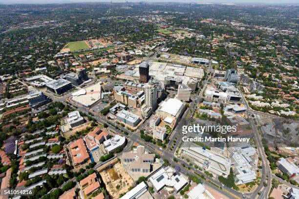 aerial view of sandton high-rise buildings, johannesburg, south africa - sandton cbd stock pictures, royalty-free photos & images