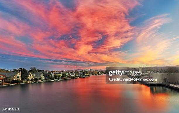 sunset at lagoon - san mateo california stock pictures, royalty-free photos & images