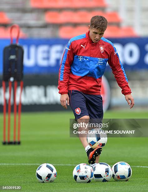 Czech Republic's midfielder Josef Sural attends a training session of the national football team at their training ground ahead of the Euro 2016...